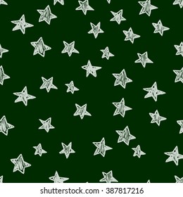 Abstract hand drawn seamless pattern background of stars painted with chalk