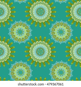 Abstract hand drawn seamless pattern with mandala.