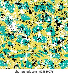 Abstract hand drawn seamless pattern, brush strokes and paint splashes texture