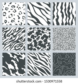 Abstract hand drawn seamless patterns set. Template for your design