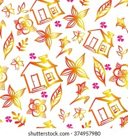 Abstract hand drawn seamless pattern.Vector illustration.Spring background texture.