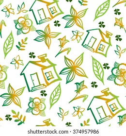 Abstract hand drawn seamless pattern.Vector illustration.Spring background texture.