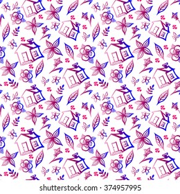 Abstract hand drawn seamless pattern.Vector illustration.Spring background texture.