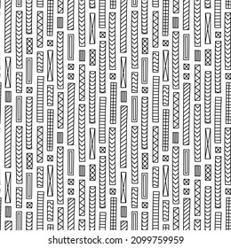 Abstract hand drawn seamless rectangle pattern, black and white texture. Doodle style vector.