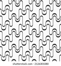 Abstract hand drawn seamless vector pattern with smooth wavy lines, stripes. Simple repeating wavy ornament. Black and white doodle pattern background.