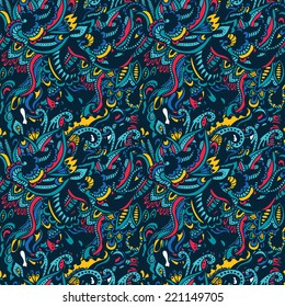 Abstract  hand drawn seamless vector pattern ornamental