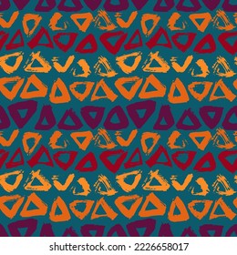 Abstract Hand Drawn Seamless Vector Dry Brush Triangles Pattern