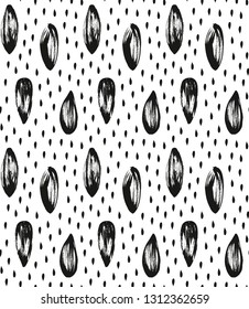 Abstract hand drawn seeds pattern black and white