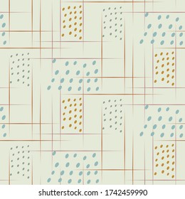 Abstract hand drawn shape seamless pattern in pastel color. Can use for print, template, fabric, presentation, textile, banner, poster, wallpaper, digital paper.