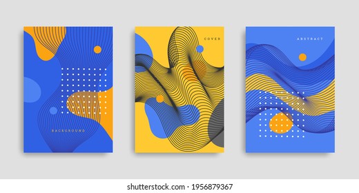 Abstract hand drawn shapes cover set. Collection vertical backgrounds with different wavy shapes. Template in flat style. Vector illustration. Design poster, cover, wallpaper, notebook, catalog.