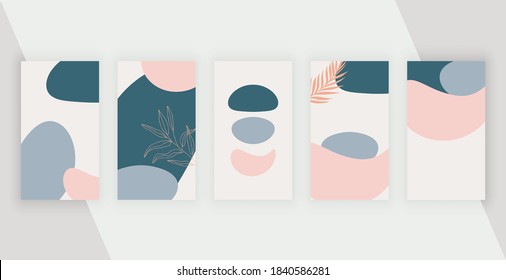 Abstract hand drawn shapes design for social media stories banners
