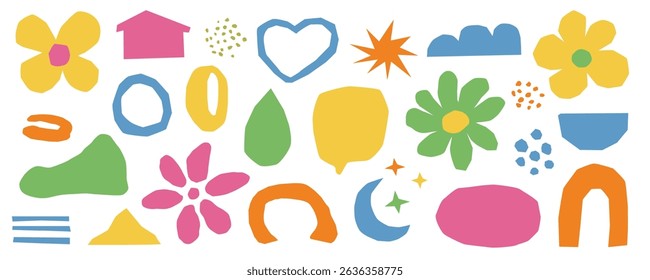 Abstrato mão desenhada formas elementos de design moderno coleção ilustração vetor isolado no fundo branco.