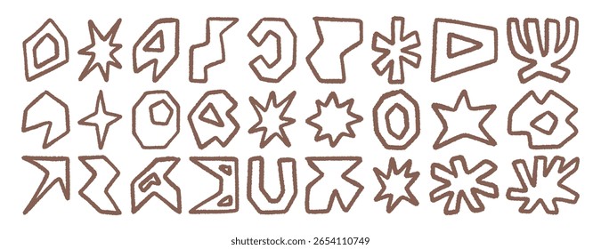 Abstractas Formas dibujadas a mano con un trazo de pincel áspero, estilo de recorte moderno mínimo. Ilustración vectorial