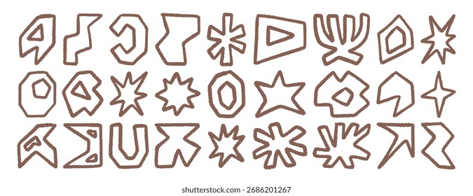 Abstractas Formas dibujadas a mano con un trazo de pincel áspero, estilo de recorte moderno mínimo. Ilustración vectorial