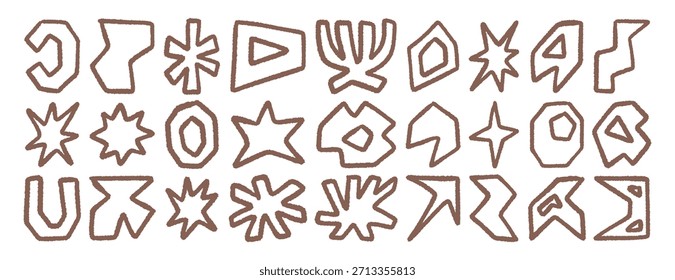 Abstractas Formas dibujadas a mano con un trazo de pincel áspero, estilo de recorte moderno mínimo. Ilustración vectorial