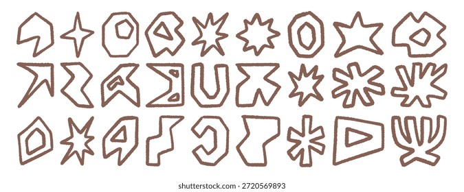 Abstractas Formas dibujadas a mano con un trazo de pincel áspero, estilo de recorte moderno mínimo. Ilustración vectorial