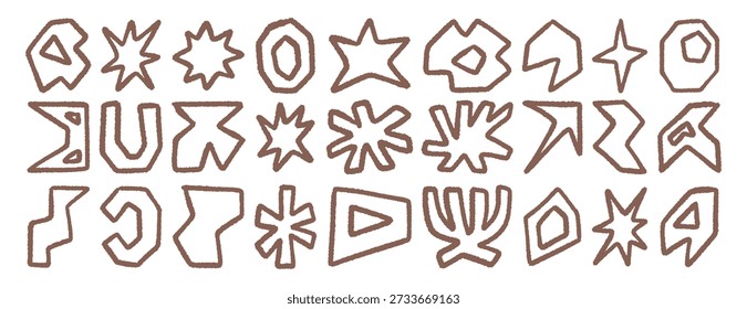 Abstractas Formas dibujadas a mano con pincelada áspera, estilo de recorte moderno mínimo. Ilustración vectorial