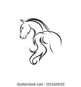 Abstract hand drawn silhouette back horse with head turned. Silhouette horse vector design. Vector illustration EPS.8 EPS.10
