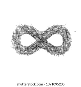 Abstract hand drawn sketch lines infinity sign. Vector illustration isolated on whitebackground.