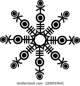 Abstract Hand Drawn Snowflake, Star Shape. Tribal Symbol Design Element