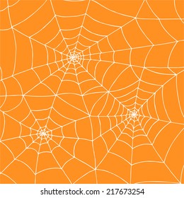 abstract hand drawn spider net on orange background