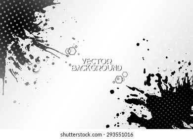 Abstract hand drawn spotted black background with empty place for text message, great composition for your design, grunge style vector illustration.