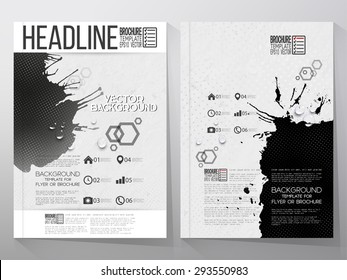 Abstract hand drawn spotted gray-black background with empty place for text message, great composition for your design, grunge style vector illustration. Brochure or flyer vector templates.
