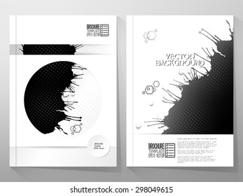 Abstract hand drawn spotted gray-black background with empty place for text message, great composition for your design, grunge style vector illustration. Brochure or flyer vector templates.