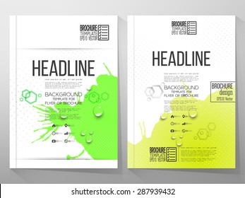 Abstract hand drawn spotted yellow-green background with empty place for text message, great composition for your design, grunge style vector illustration. Brochure or flyer vector templates.