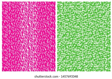 Abstract Hand Drawn Stripes Vector Pattern. White Irregular Brush Lines on a Green and Pink Background. Funny Vivid Color Geometric Layouts. Abstract Wild Animal Skin. Simple Green Canvas Design.