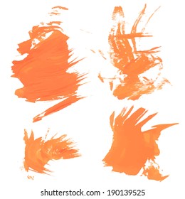 Abstract hand drawn strokes of orange paint