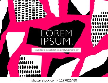 Abstract hand drawn style banner design with typography. Brush painted elements. Poster or banner graphic template.