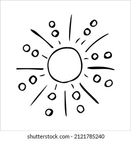 sol dibujado a mano o estrella en forma de doodle, elemento de un solo doodle