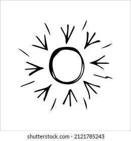 abstract hand drawn sun or star in doodle style, single doodle element