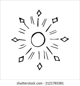 abstract hand drawn sun or star in doodle style, single doodle element