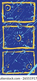 Abstract Hand Drawn Sun Vertical Walldecor