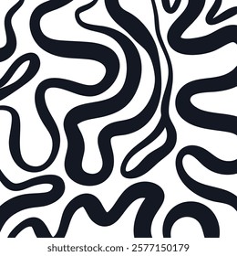 Abstract hand drawn swirly line design background in black and white