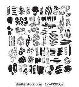 Resumen de elementos de diseño de plantillas dibujadas a mano. Resumen de arte para afiches, web, banner.