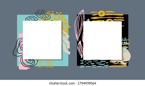 Resumen de elementos de diseño de plantillas dibujadas a mano. Resumen de arte para afiches, web, banner.