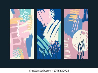 Abstract hand drawn template design elements. Abstract art set for poster, web, banner.