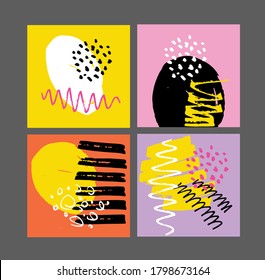 Abstract hand drawn template design elements. Abstract art set for poster, web, banner.