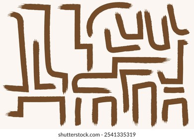 Abstractas dibujado a mano patrón geométrico de Vector sin costuras. Líneas de laberinto grunge audaces, trazos orgánicos geométricos.