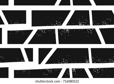 Abstract hand drawn textured geometric motif seamless pattern isolated on white background.