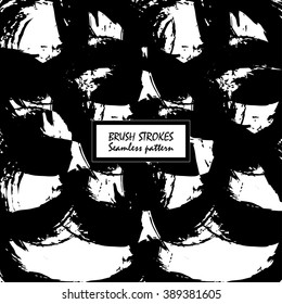 Abstract hand drawn textured seamless black and white isolated pattern in vector. Vector rough splashes paint brush. Abstract hand drawn grungy background design for any surfaces. Grunge texture