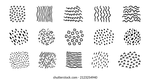 Abstract hand drawn textures. Set of vector elements for pattern design