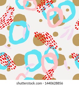 Abstract Hand Drawn Textures and Shapes ,Seamless Flat Pattern 