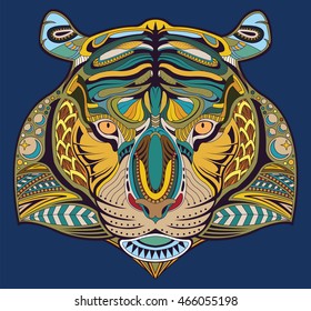 Abstract hand drawn tiger coloring page vector