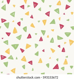 Abstract hand drawn triangle pattern.Seamless abstract pattern of geometric  of different colors