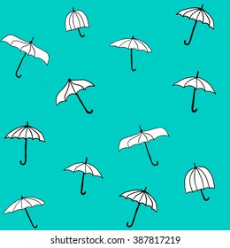 Abstract hand drawn umbrellas seamless pattern background