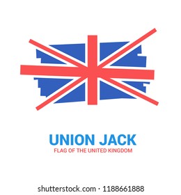 Abstract, Hand Drawn Union Jack, United Kingdom Flag. Vector Illustration, Sign, Icon.